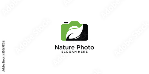 Creative nature photography logo design with unique concept , premium vector