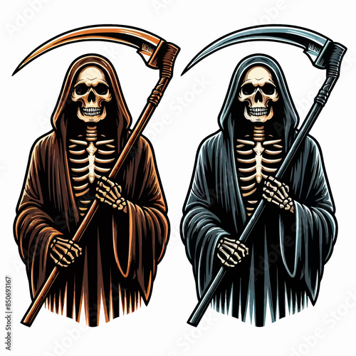 Illustration Vector Art of Skull Wearing Robe for T-Shirt Design