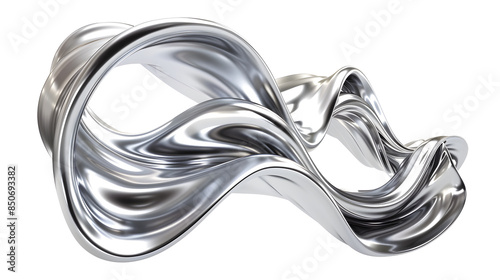 Obraz na płótnie Metallic flow swirl wave or intertwined isolated on transparent background, Curvy metal shape, abstract motion liquid twisted. w salonie