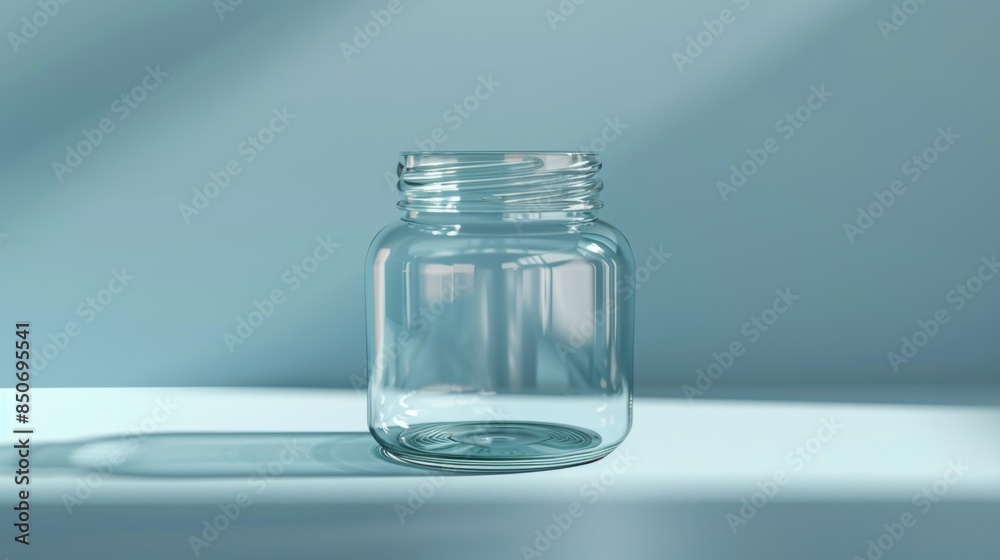 Hyperrealistic 3D rendering of a clear glass jar, close-up, isolated on a light background, studio lighting, ultra-detailed Hyperrealistic 3D rendering of a clear glass jar, close-up, isolated on a light background, studio lighting, ultra-detailed