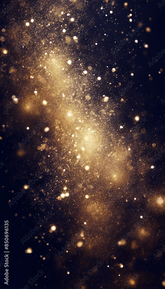 Fototapeta premium Defocused glitter lights background in dark gold