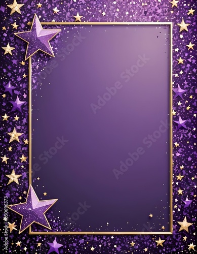 purple and gold stars and glitter frame border