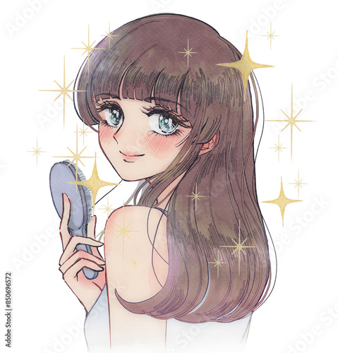 ヘアカラー&トリートメントでサラサラ茶髪になった女性
