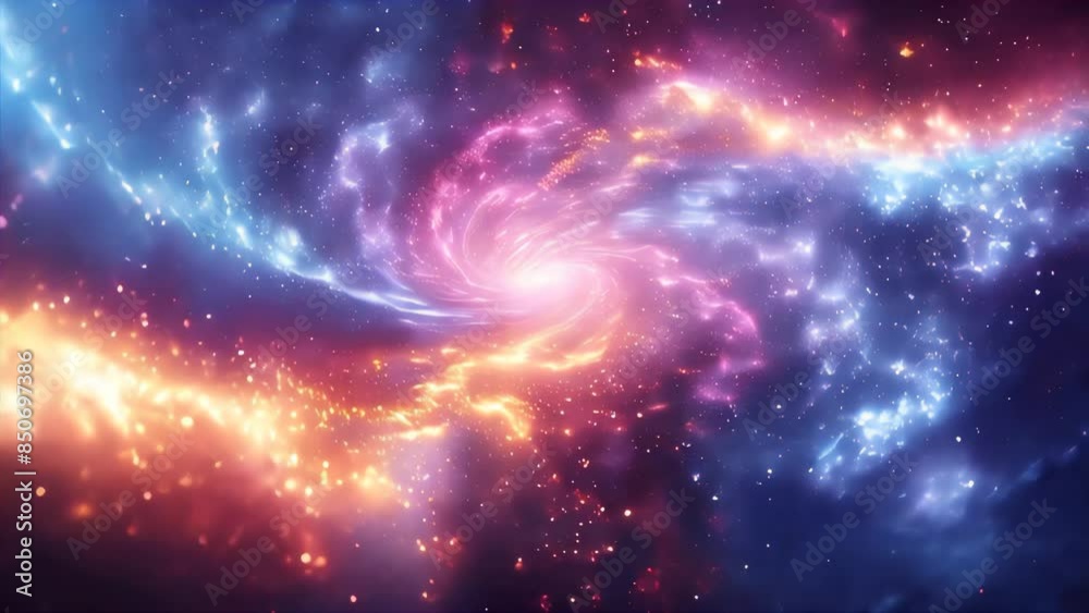 Cosmic Dance Vivid swirls of cosmic dust and bright nebulae. in financial growth and innovation abstract theme 