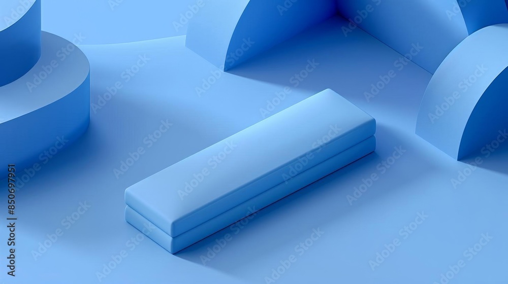 Minimal flat lay scene for product showcase, featuring an aesthetic blue background Minimal flat lay scene for product showcase, featuring an aesthetic blue background
