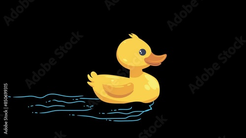 Cute Animated Duck  Animation Of A Cute Swimming Duck In Transparent Alpha Channel Stock Video Footage
