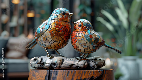Superbe photo d'une sculpture d'animal en mozaïque de toutes les couleurs