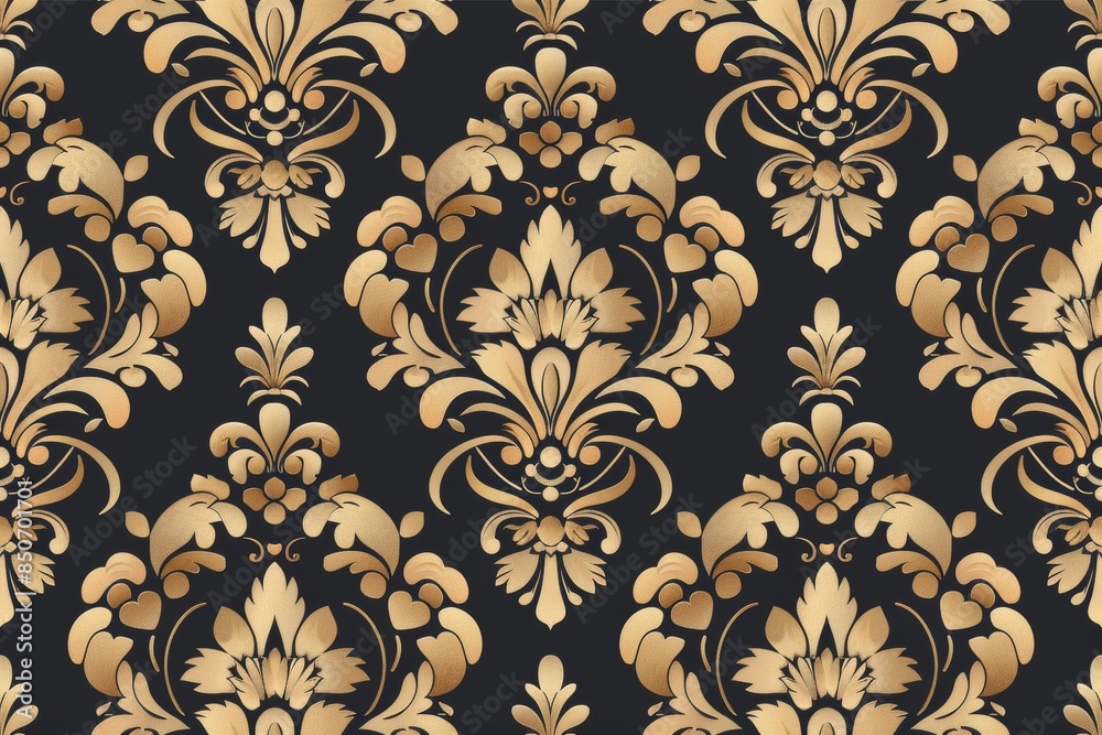 Golden Baroque Damask Pattern Golden Baroque Damask Pattern
