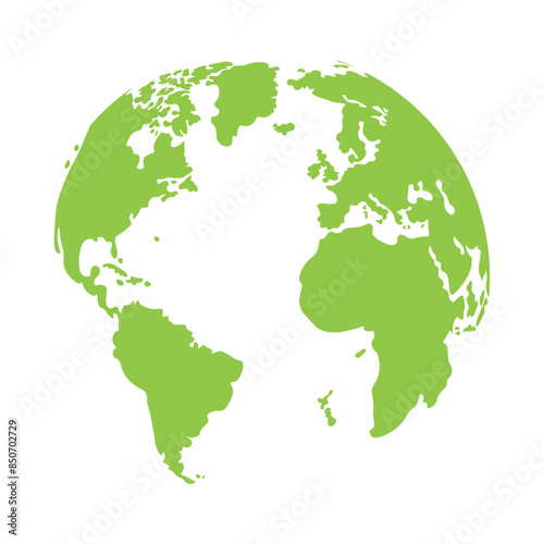Green world map, vector illustration, alone, isolated on white. Science, travel, environment, ecology.