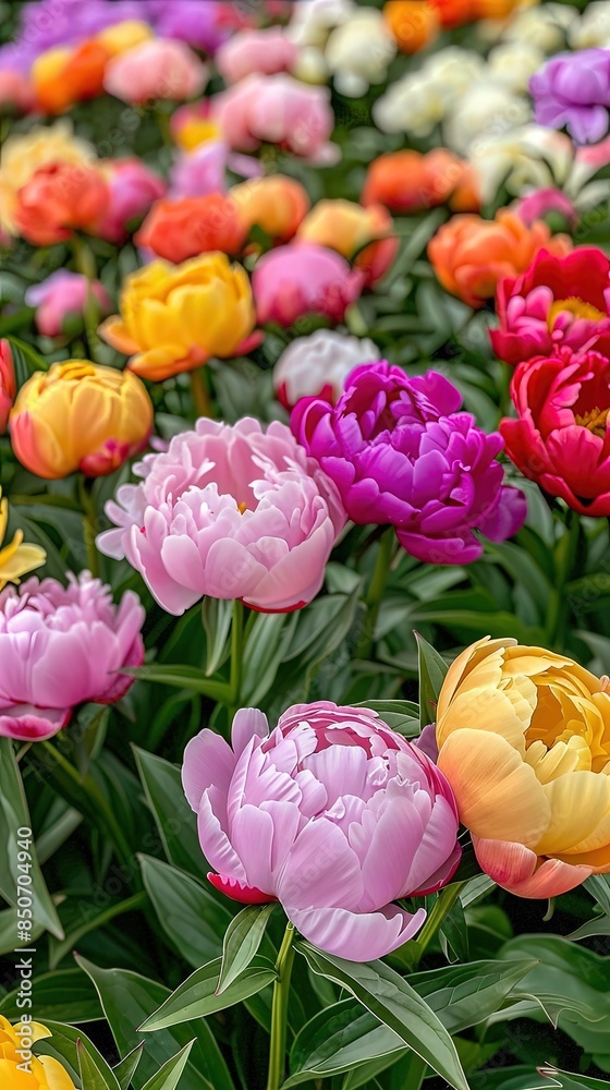 Opulent Beauty. Richly Colored Peonies on Deep Emerald Green Background Opulent Beauty. Richly Colored Peonies on Deep Emerald Green Background