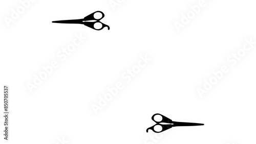 Silhouette Of Scissors Animation Stock Video Footage. Alpha Channel, Transparent Background. 4k Resolution Loop Animation