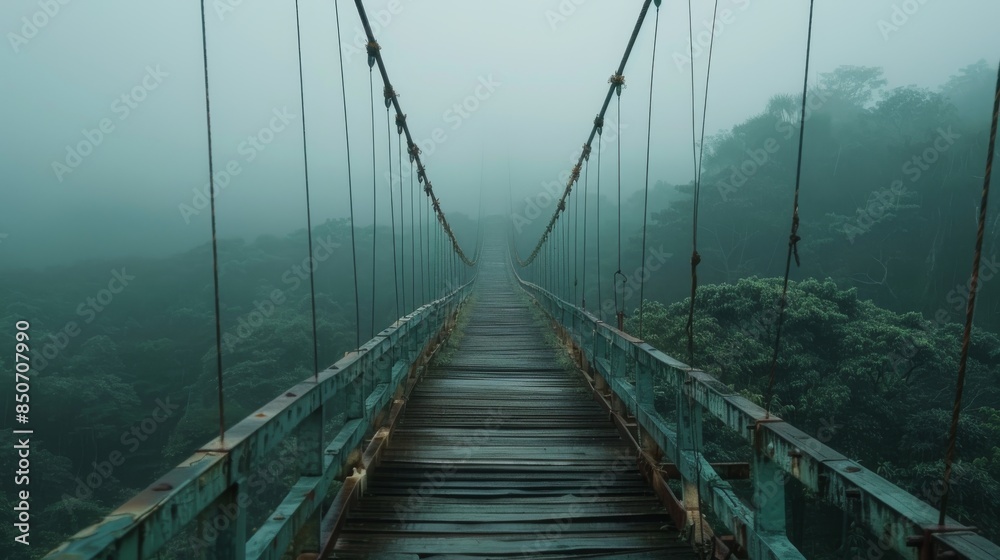 Fototapeta premium Foggy Jungle Bridge