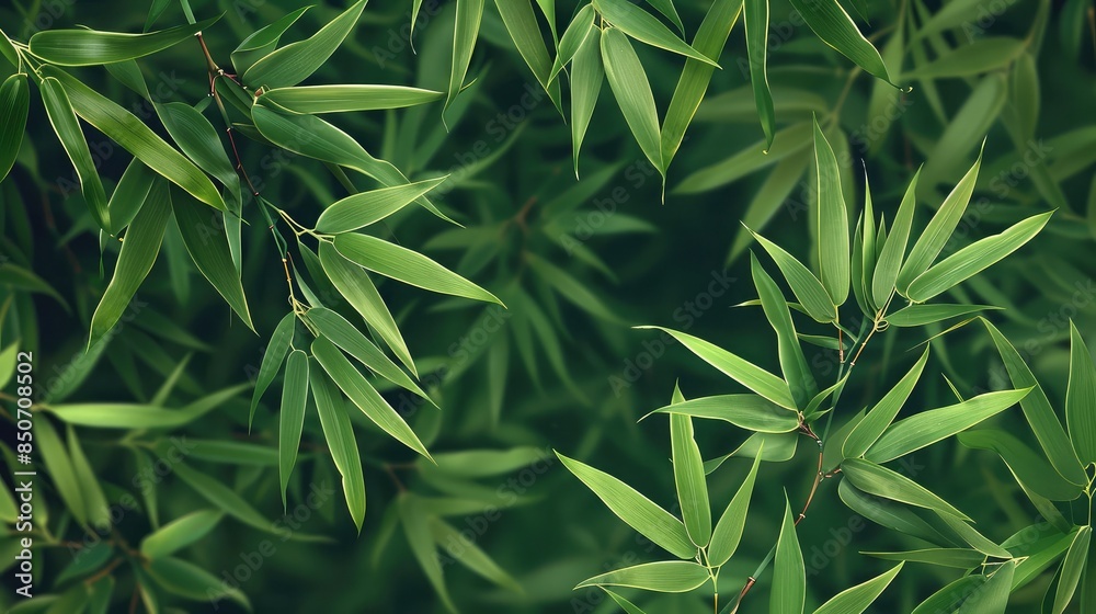 Fototapeta premium bamboo leaves with a seamless green background