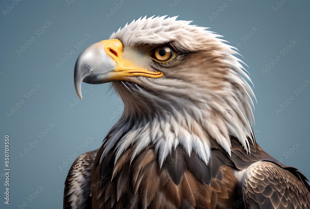 portrait of an eagle, isolated on a blue background portrait of an eagle, isolated on a blue background