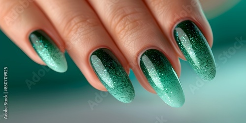 Green Nail Art for Magazine Advertising