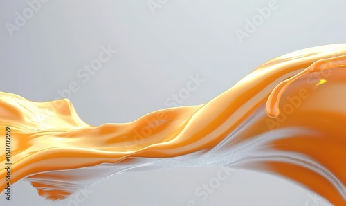 Yellow wavy liquid splashes on a white background