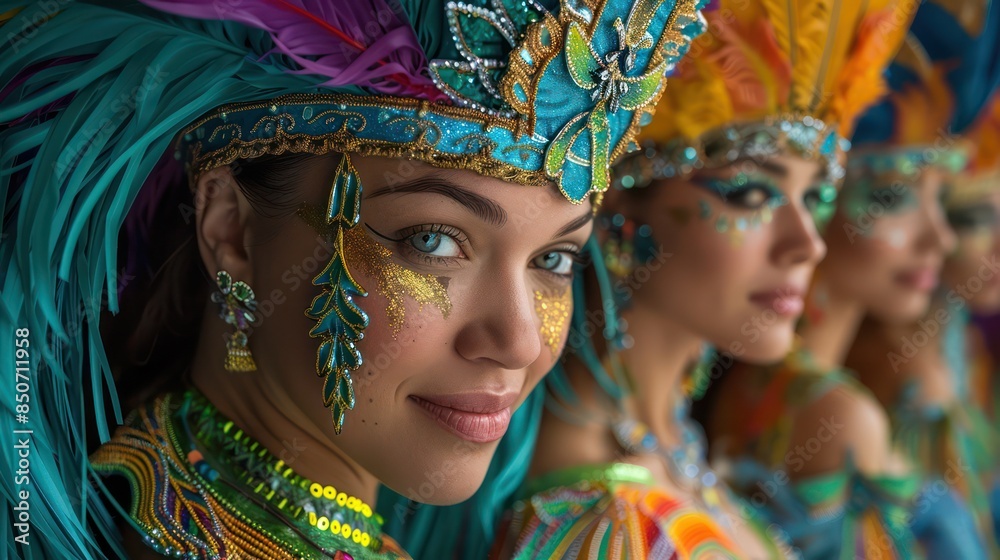 Participants in colorful costumes at Rio Carnival, Brazil. Participants in colorful costumes at Rio Carnival, Brazil.