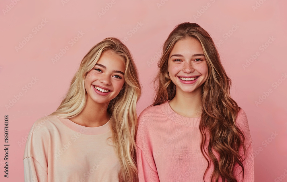 Beautiful smiling teens with long hair Beautiful smiling teens with long hair
