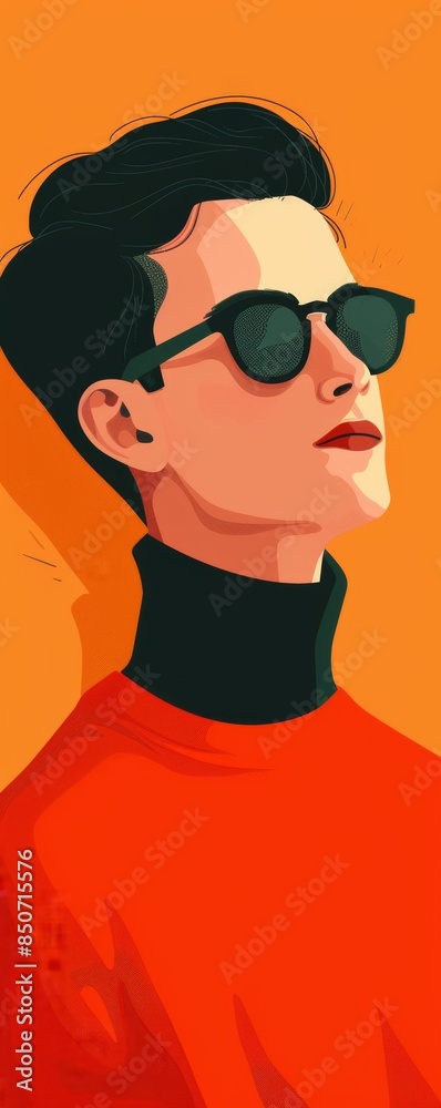 Barang in sunglasses, colorful American mid-century flat design. Dark sage, earth brown, mahogany hues, abstract, cute, flat illustration. Barang in sunglasses, colorful American mid-century flat design. Dark sage, earth brown, mahogany hues, abstract, cute, flat illustration.