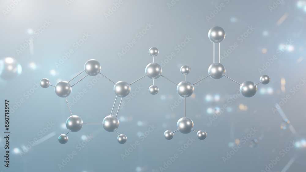 histidine molecular structure, 3d model molecule, essential amino acid, structural chemical formula view from a microscope histidine molecular structure, 3d model molecule, essential amino acid, structural chemical formula view from a microscope