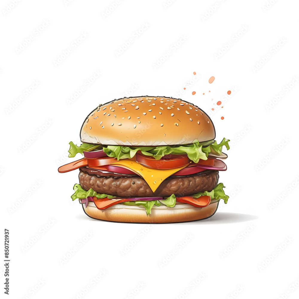 set of double cutlet hamburgers isolated on transparent background. food illustration set of double cutlet hamburgers isolated on transparent background. food illustration