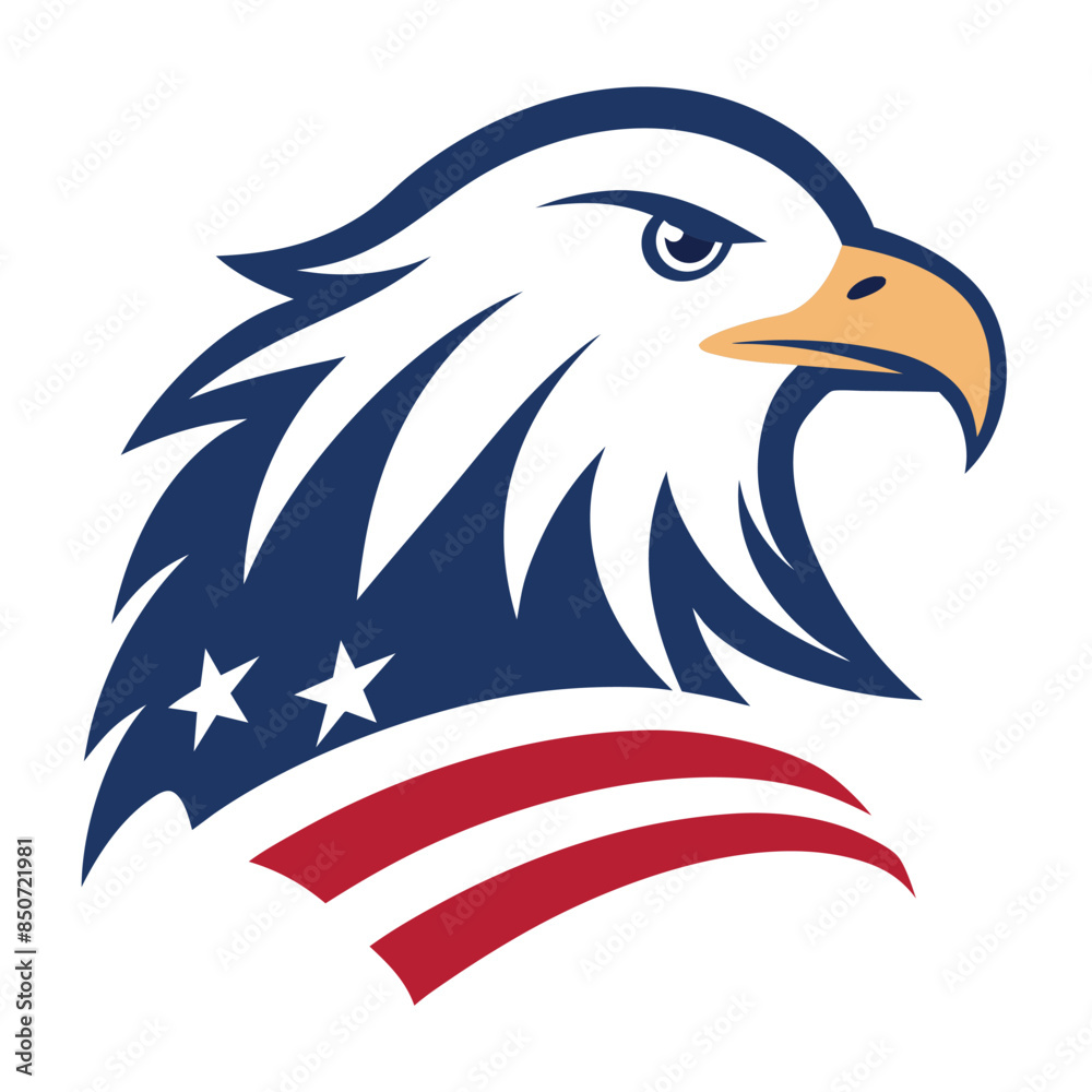 Obraz premium American flag isolated eagle head vector illustration. 