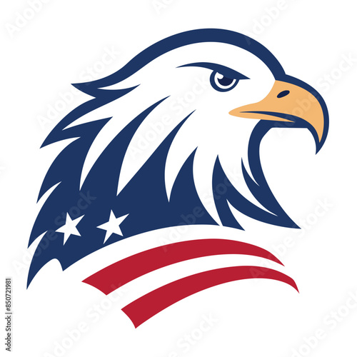      American flag isolated eagle head vector illustration.
