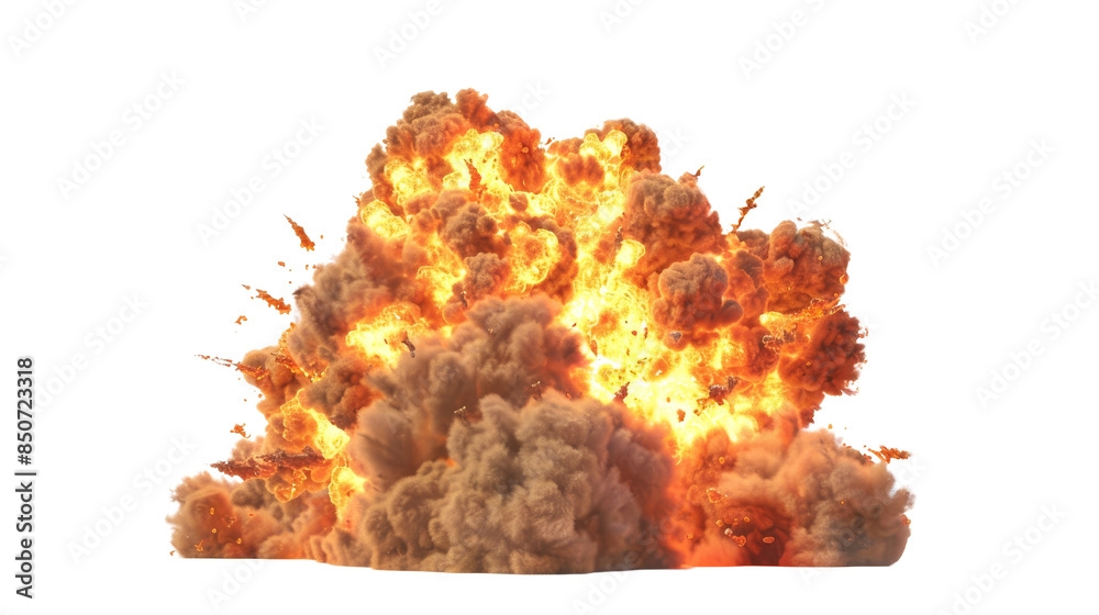 Dramatic explosion with fire and smoke, captured in vivid detail. Ideal ...
