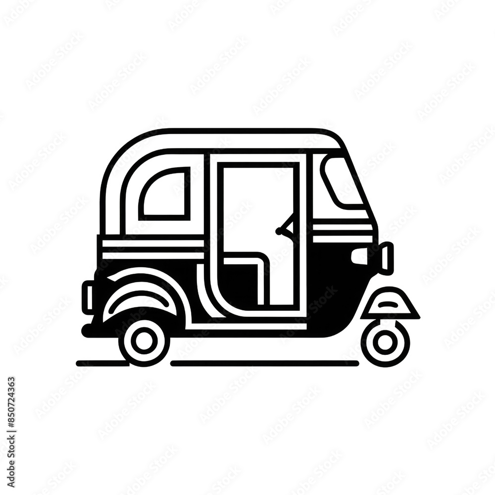 Simple Icon of Auto Rickshaw Vehicles: A Clean and Minimalistic Design for Easy Identification and Use in Urban Transport Graphics
Simple Icon of Auto Rickshaw Vehicles: A Clean and Minimalistic Design for Easy Identification and Use in Urban Transport Graphics