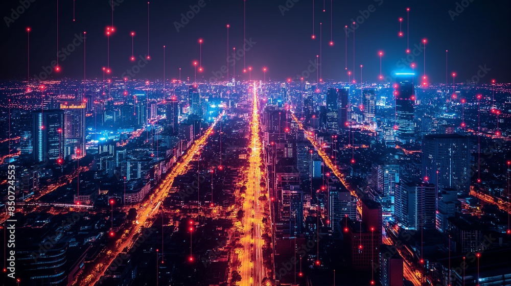 Obraz premium Smart city and communication network concept.