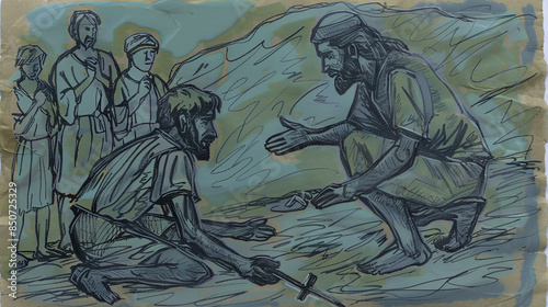 Illustration of The Parable of the Prodigal Son in the Bible Gen AI photo