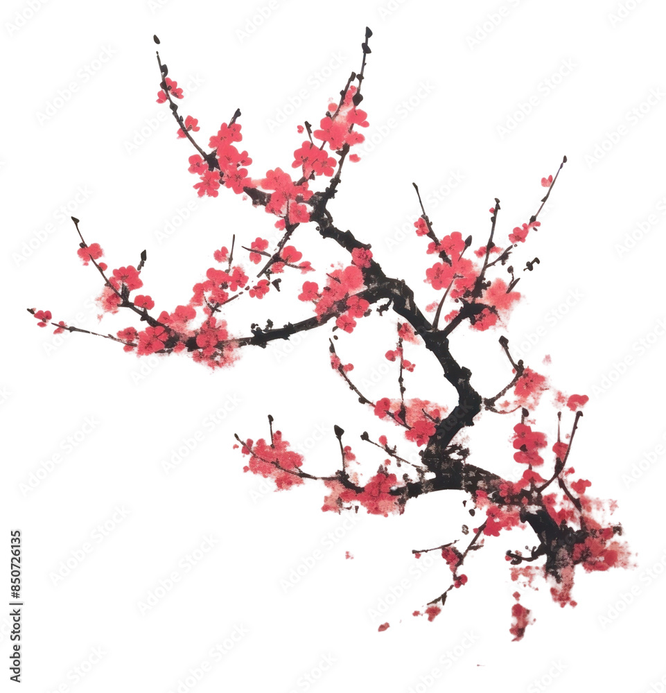 PNG Silkscreen of a cherry blossom flower plant pink. PNG Silkscreen of a cherry blossom flower plant pink.