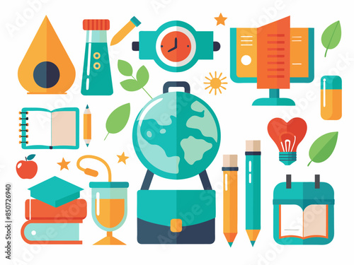 Colorful vector illustrations of education objects, great for learning and school projects