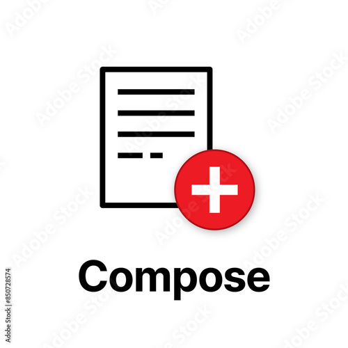 Simplified e-mail icon. Modern linear PNG icon for UI design. compose or create new mail pictogram. email category symbol.