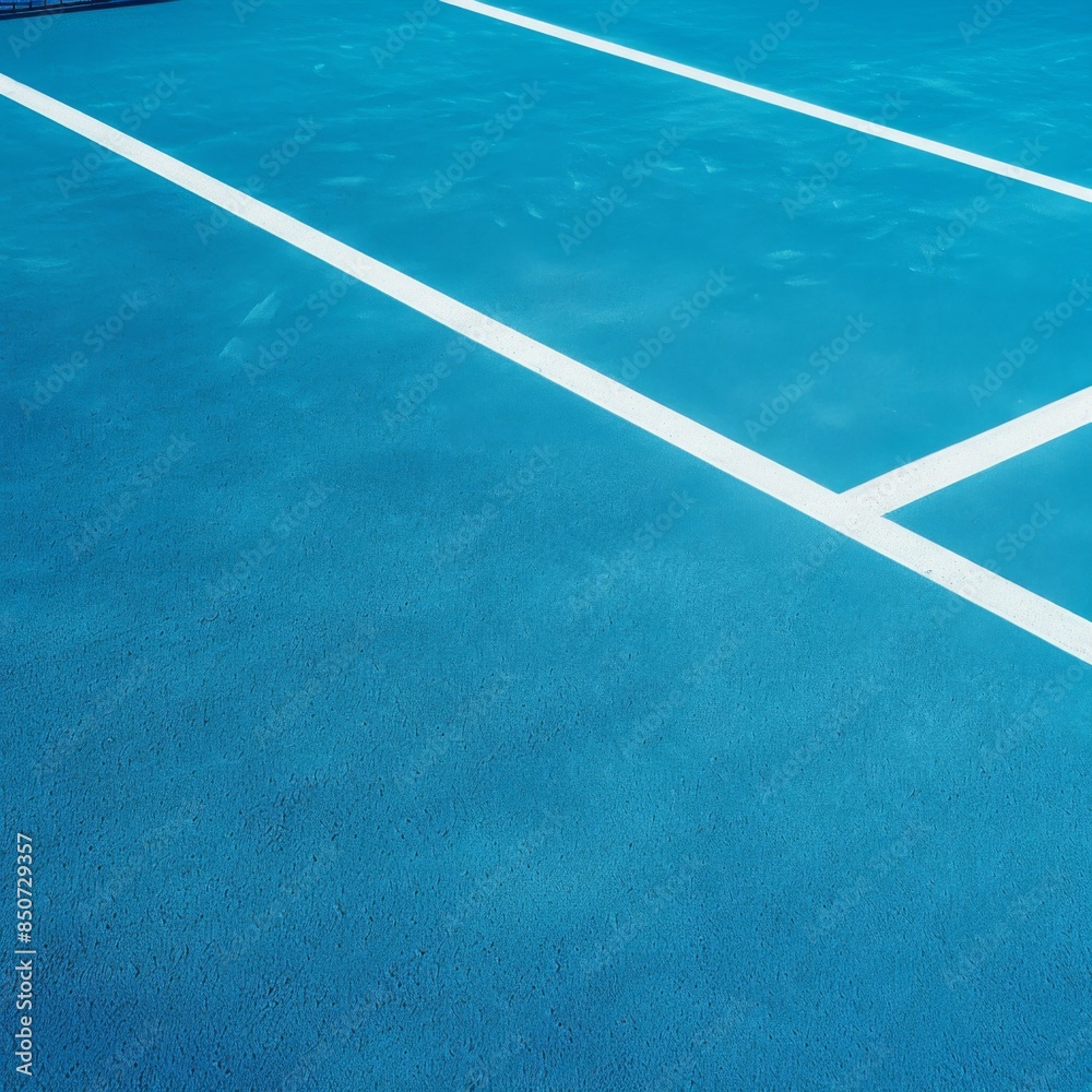 Blue Tennis Court with White Lines