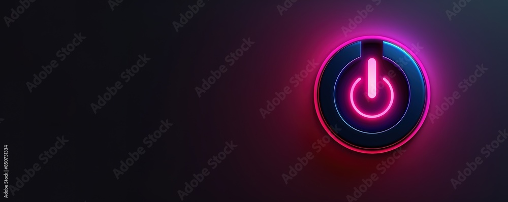 A power logo with a purple neon effect on a black background A power logo with a purple neon effect on a black background