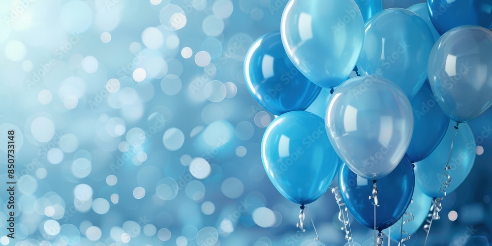 Blue Balloons Against a Soft Blue Background Blue Balloons Against a Soft Blue Background