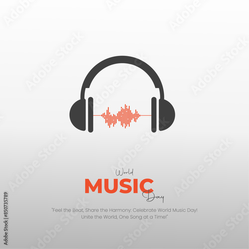 World Music Day social media post background with World Music Day poster illustration, music wave, greeting card, banner.