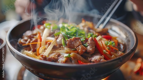 Fusion Cuisine Dish Blending Asian and Western Culinary Styles in Elegant Studio Lighting