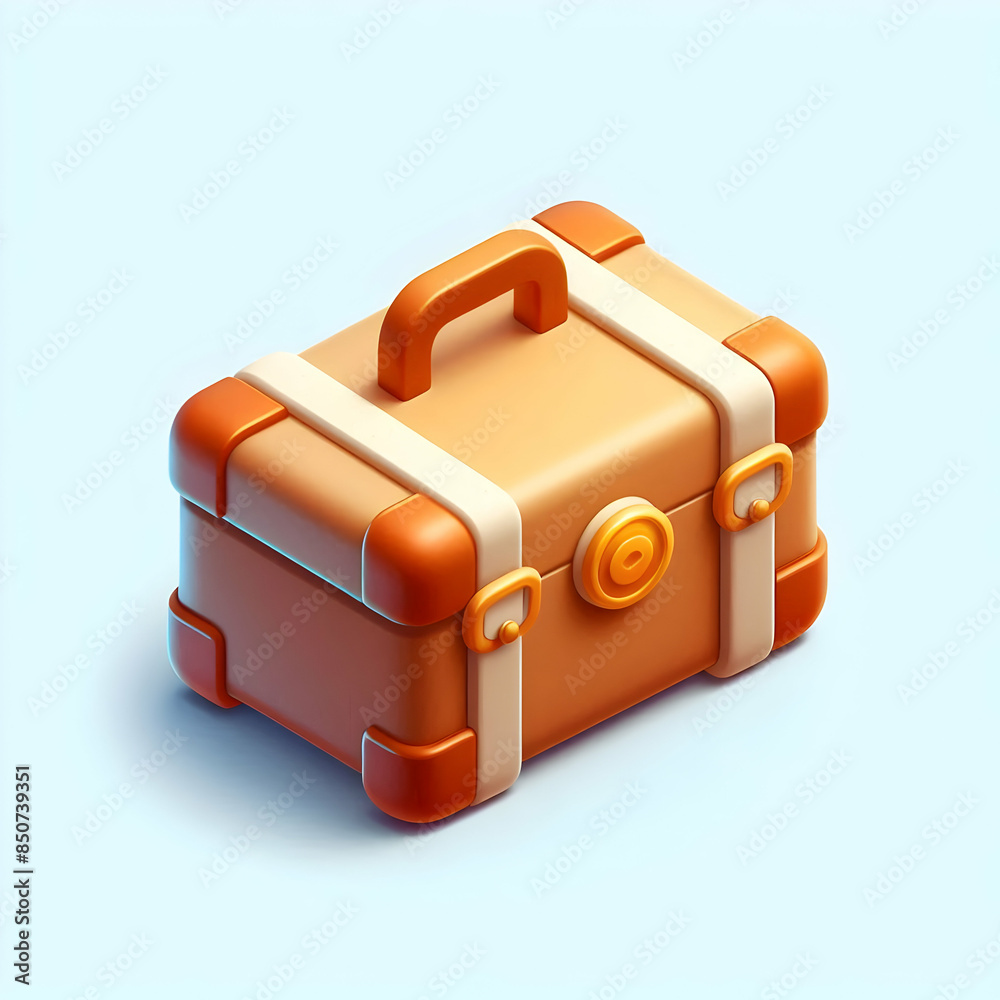 3D Flat Suitcase Icon with Copy Space on Blue Background Vector Image Ideal for Travel and Vacation Themed Designs in Cartoon Style 3D Flat Suitcase Icon with Copy Space on Blue Background Vector Image Ideal for Travel and Vacation Themed Designs in Cartoon Style
