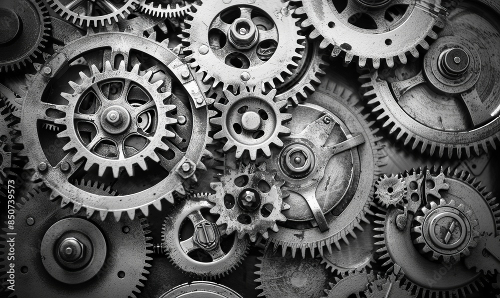 Interlocking gears and cogs are shown in sepia tone, highlighting how complex mechanical design and engineering is. Interlocking gears and cogs are shown in sepia tone, highlighting how complex mechanical design and engineering is.