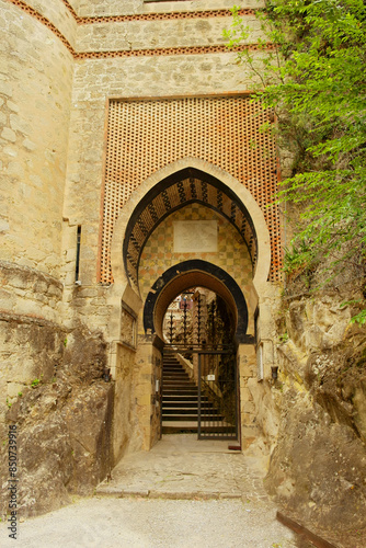 View of the entrance to the Rocchetta Mattei, Grizzana Morandi, Bologna, Emilia Romagna, Italy photo