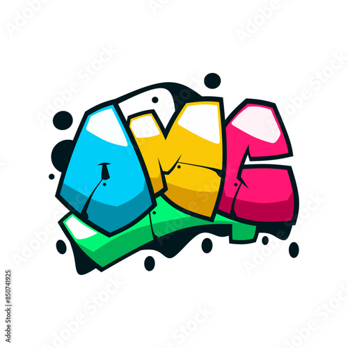 Omg word graffiti text font sticker