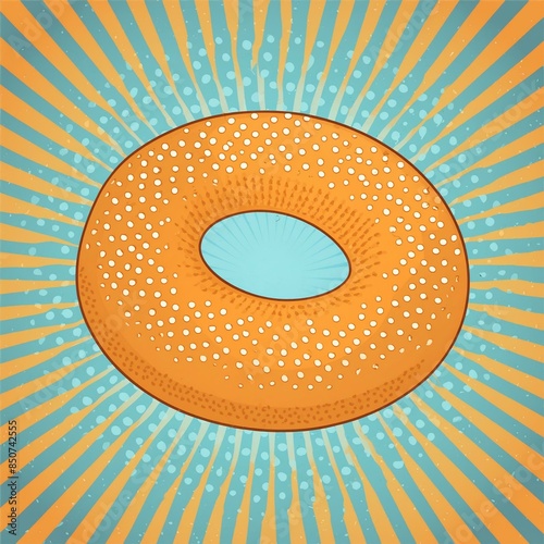 Bagel in pop art style photo