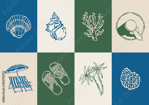Minimalist Dolce Vita vector illustration collection. Art for greeting cards, wedding invitations, poster design, postcards, branding, logo design, background.