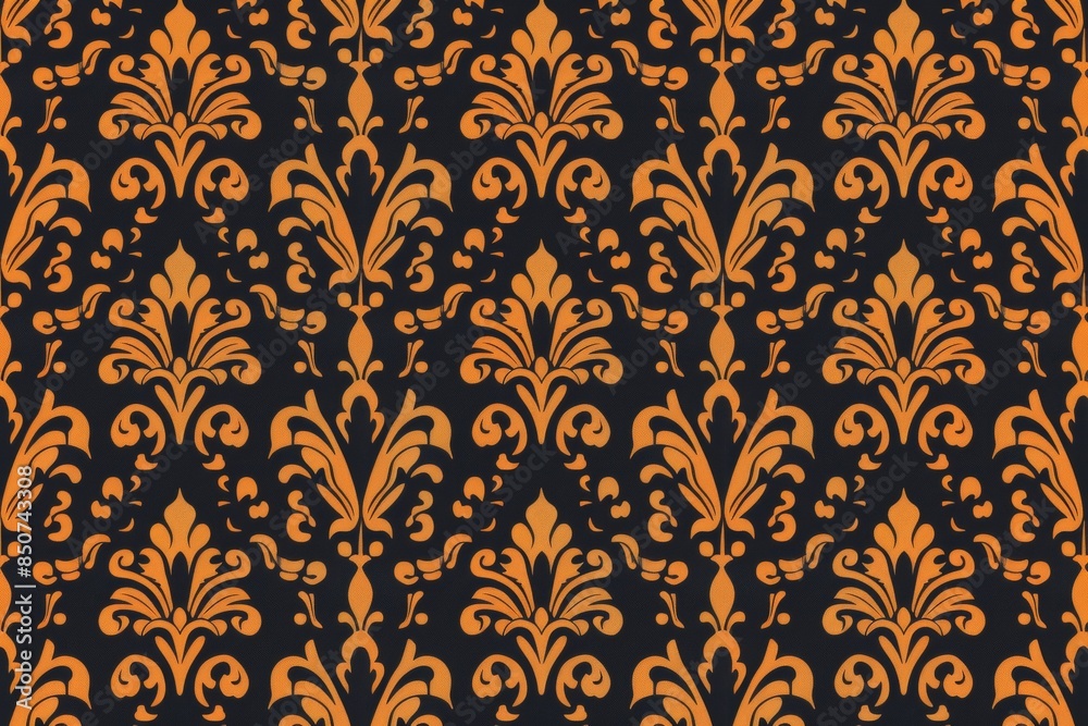 Damask Pattern in Orange and Black Damask Pattern in Orange and Black