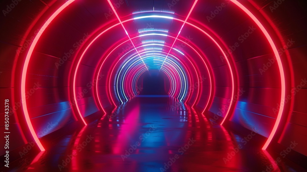 Red Blue Tunnel Abstract Background