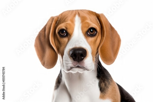 Portrait of a cute beagle in front of white background © Markus Schröder
