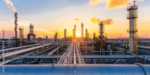 Modern Technology Revolutionizing Oil Refining Equipment in an Industrial Zone. Concept Modern Technology, Oil Refining, Industrial Zone, Equipment Innovation, Technological Advancements