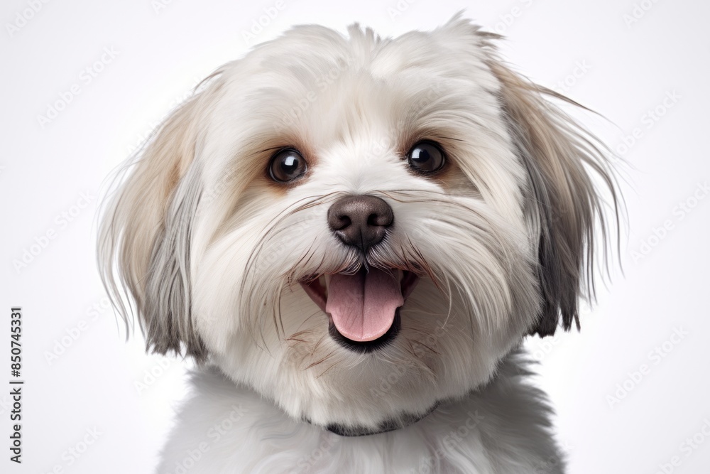 Portrait of a smiling havanese dog over white background Portrait of a smiling havanese dog over white background